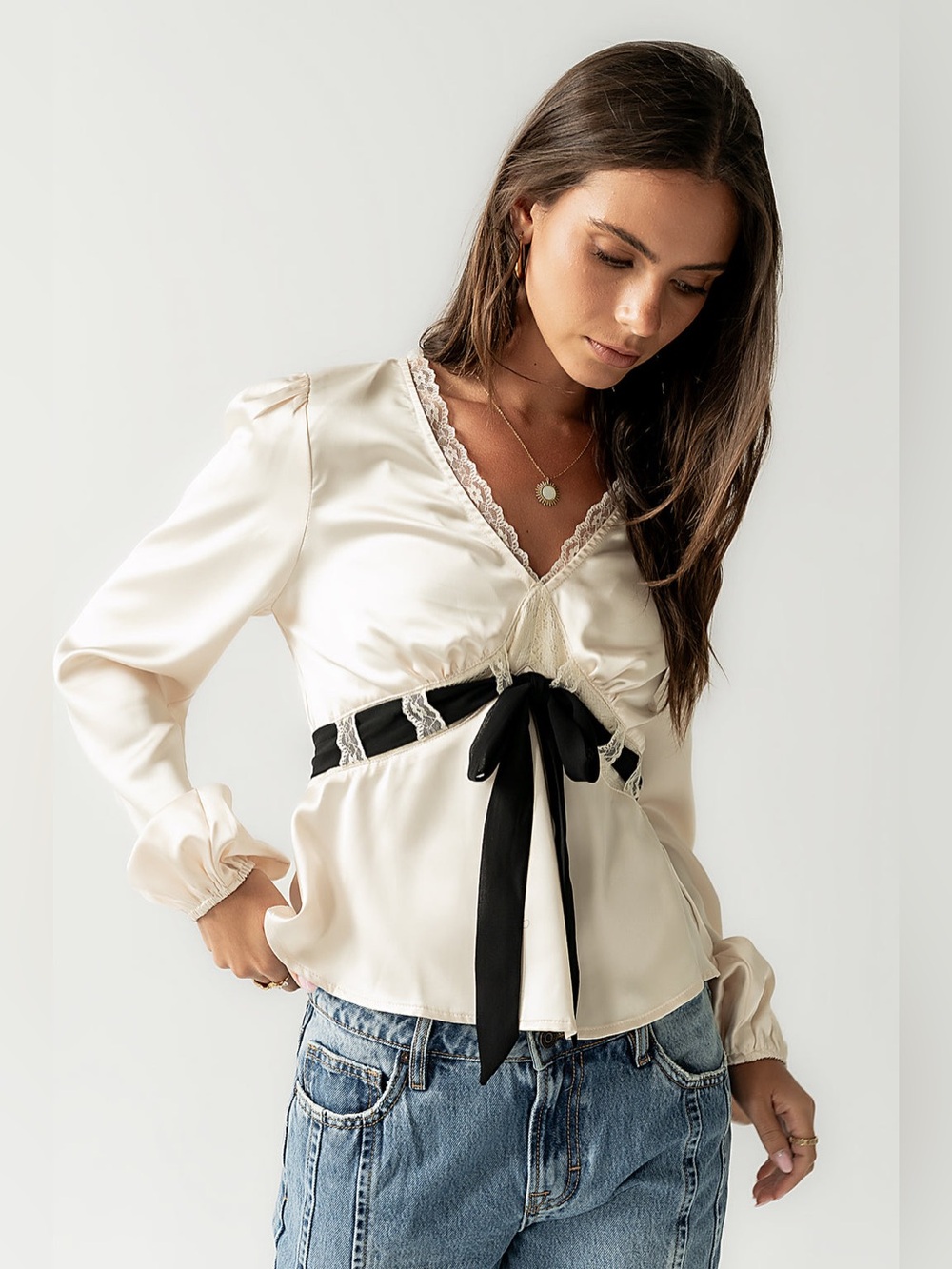 NWT - Bohme Margot Satin Blouse - Size Medium